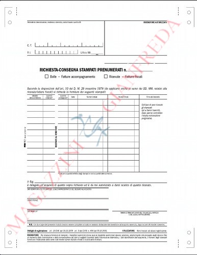 RICHIESTA STAMPATI FISCALI, A 2 COPIE, MECCANOGRAFICO